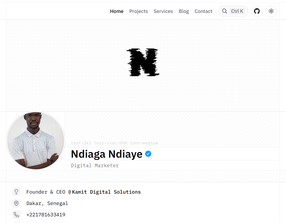 Screenshot 1 of project ndiagandiaye.com
